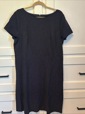 Talbots Navy Micro-Print Short Sleeve Midi Dress